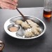 Multifunctional Stainless Steel Plate with Dipping Saucer Round Double-layer Water Oil Draining Tray 28cm